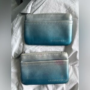 Starbucks Metallic Blue and Silver Pouch